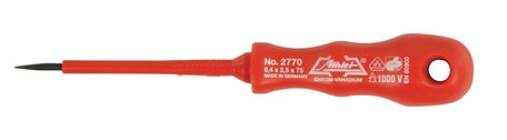 Rød VDE-skrutrekker i samsvar med DIN EN 609000 for AC 1000 V eller DC 1500 V.